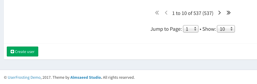 User creation button